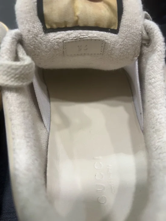 Gucci Beige, Green & Gold GG Canvas Sneakers - Picture 5 of 11